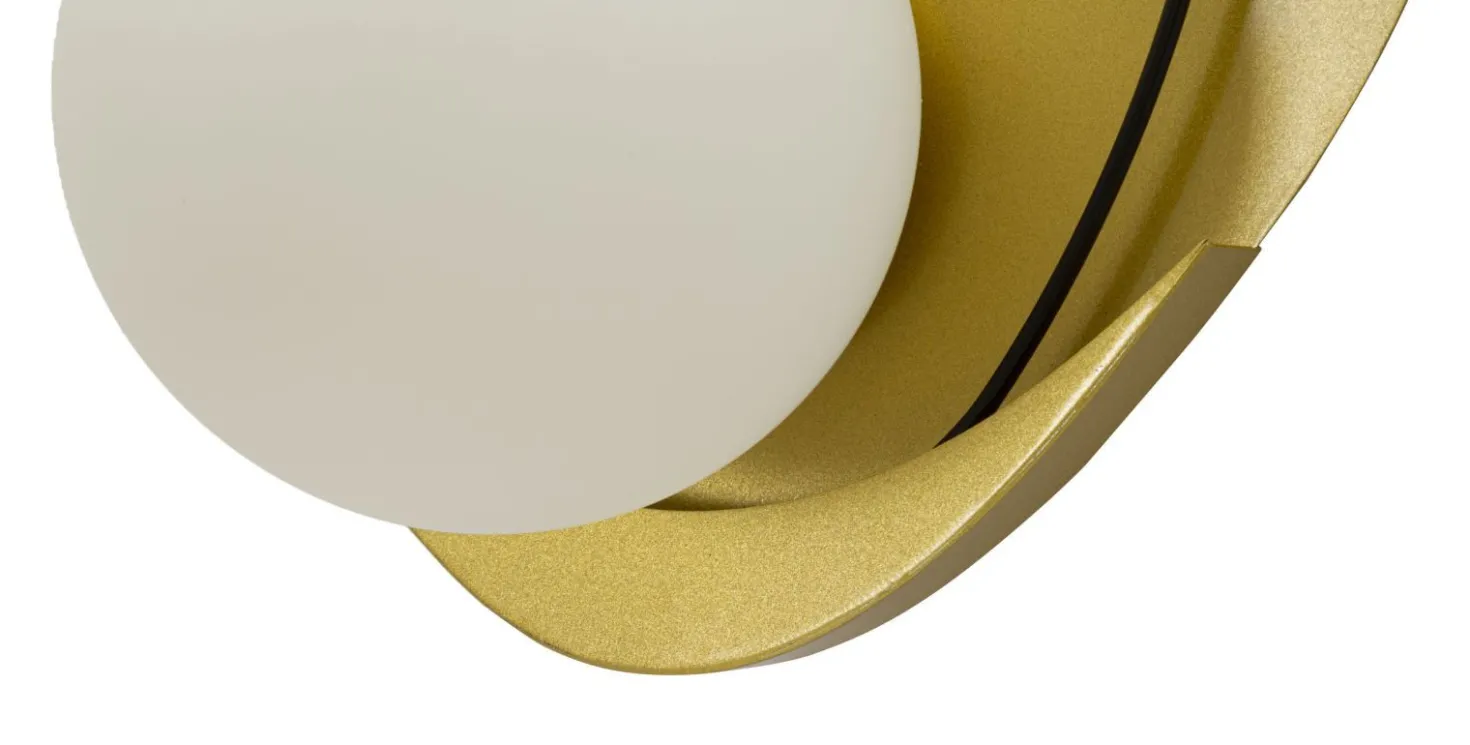 Applique murale géométrique Circlay Métal Doré et Verre Blanc Mat