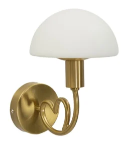 Applique murale Lovy Métal Doré Abat-jour Verre Blanc Mat