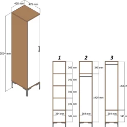 Armoire avec miroir style industriel Akoy L40cm Bois foncé et Anthracite