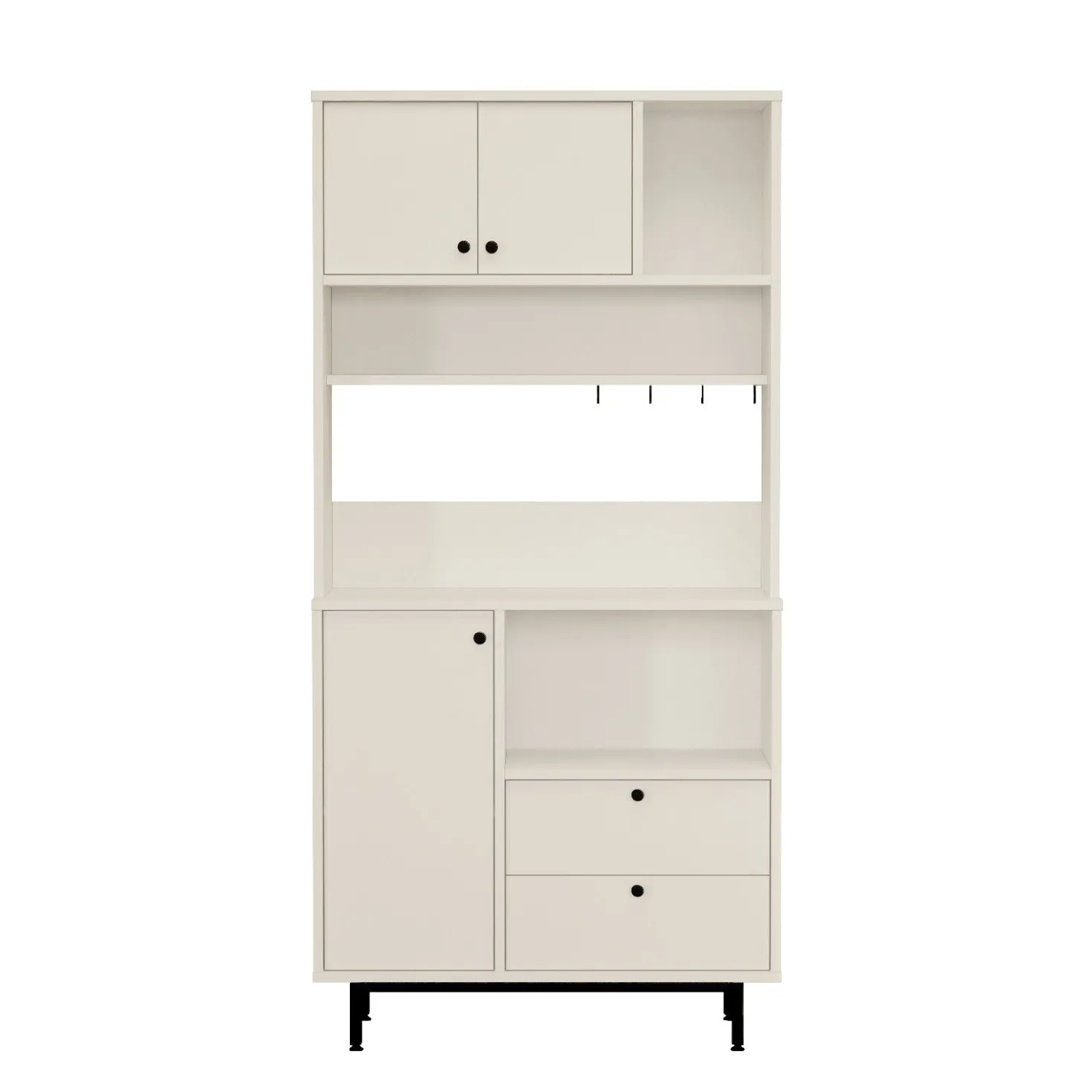 Armoire de cuisine moderne 4 portes et 2 tiroirs Axyl L88xH180cm Blanc