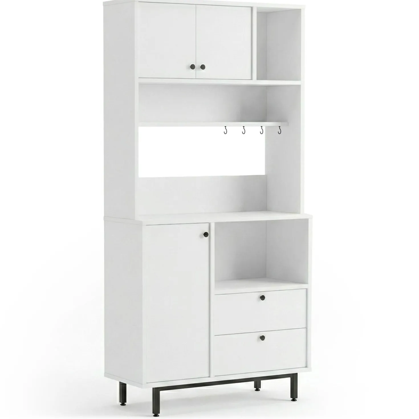 Armoire de cuisine moderne 4 portes et 2 tiroirs Axyl L88xH180cm Blanc