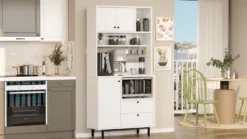 Armoire de cuisine moderne 4 portes et 2 tiroirs Axyl L88xH180cm Blanc