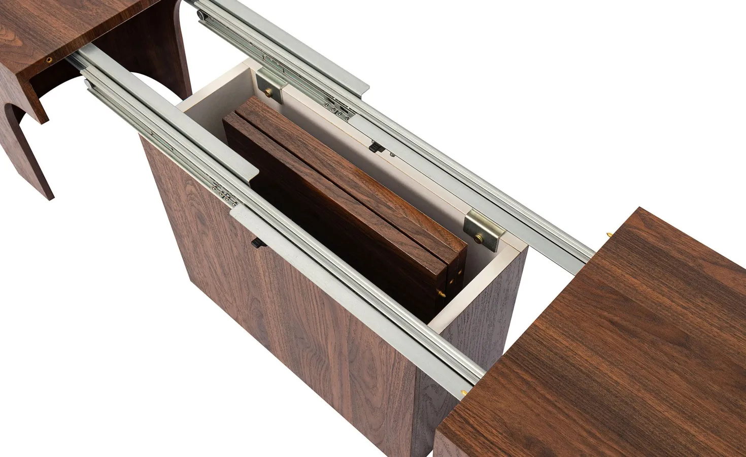 Banc extensible avec rangement rallonges intégré Tammy Bois noisette 92-212cm