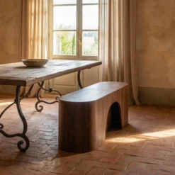 Banc extensible avec rangement rallonges intégré Tammy Bois noisette 92-212cm