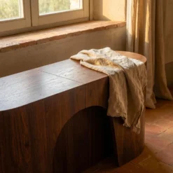 Banc extensible avec rangement rallonges intégré Tammy Bois noisette 92-212cm