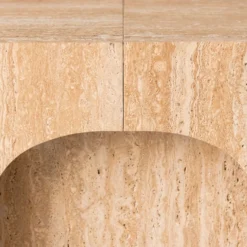 Banc extensible avec rangement rallonges intégré Tammy Effet travertin Beige 92-212cm