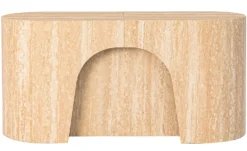 Banc extensible avec rangement rallonges intégré Tammy Effet travertin Beige 92-212cm