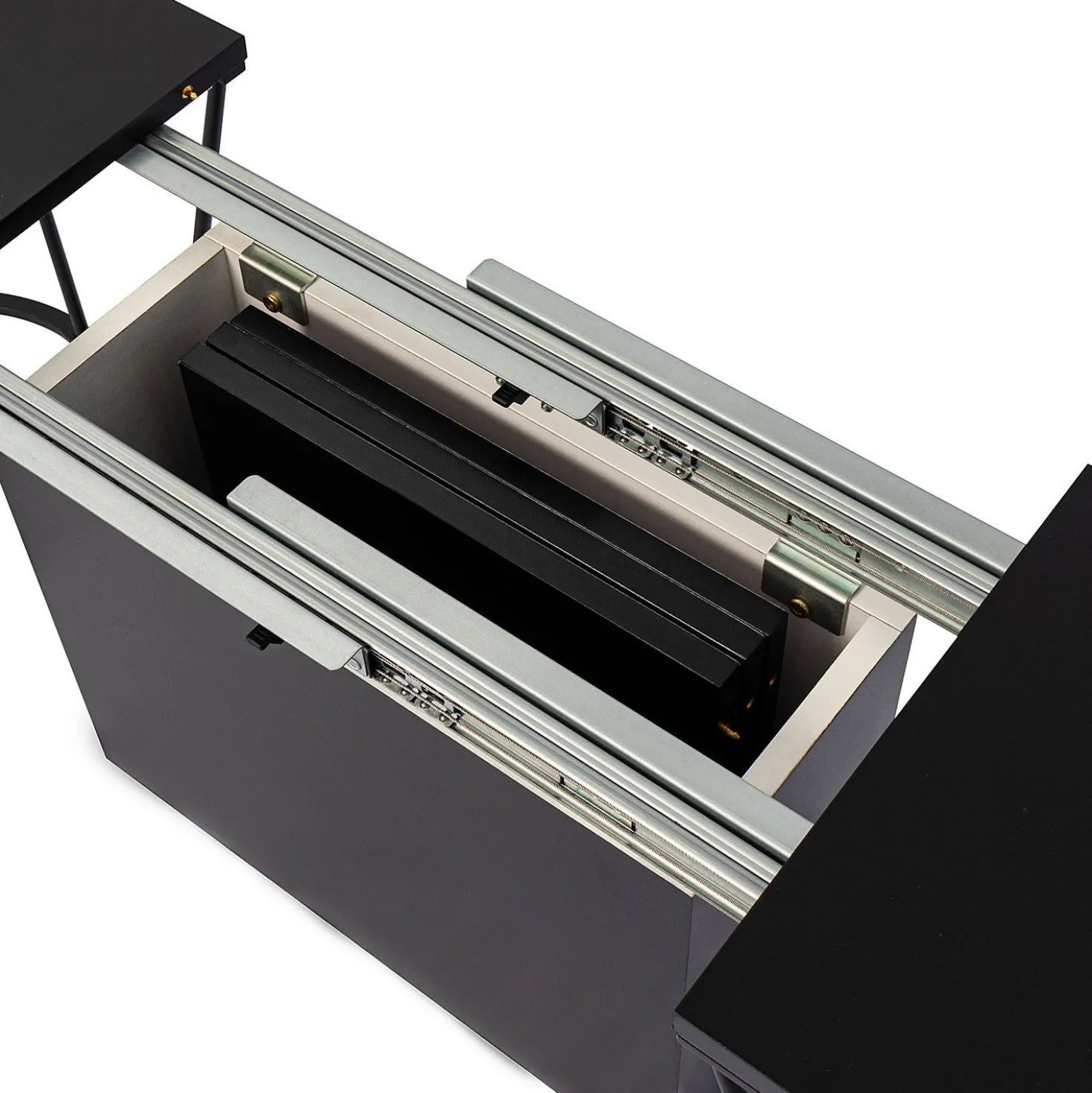 Banc extensible avec rangement rallonges intégré Tambor Noir 92-212cm