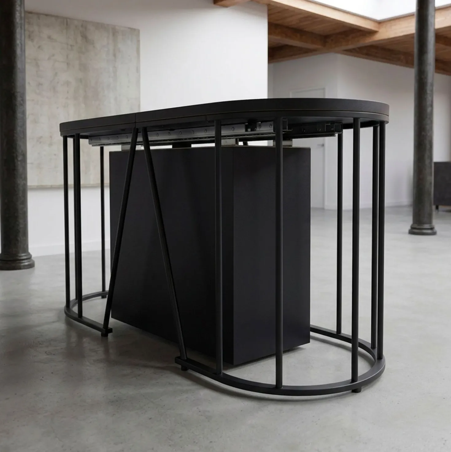 Banc extensible avec rangement rallonges intégré Tambor Noir 92-212cm