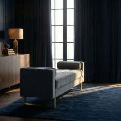 Banquette capitonnée Shell Velours Argent