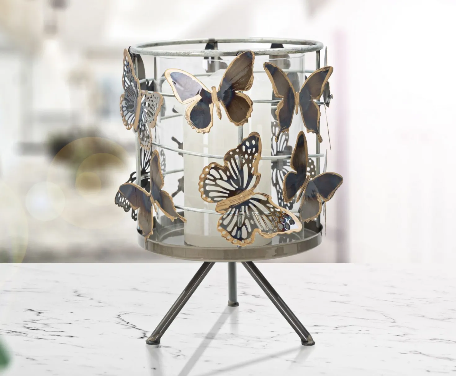 Bougeoir Farfalle Métal multicolore et Verre