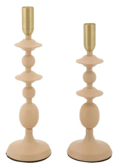 Bougeoir Gémeaux 2 pcs Rose