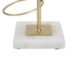 Bougeoir géométrique en métal doré et base en marbre blanc