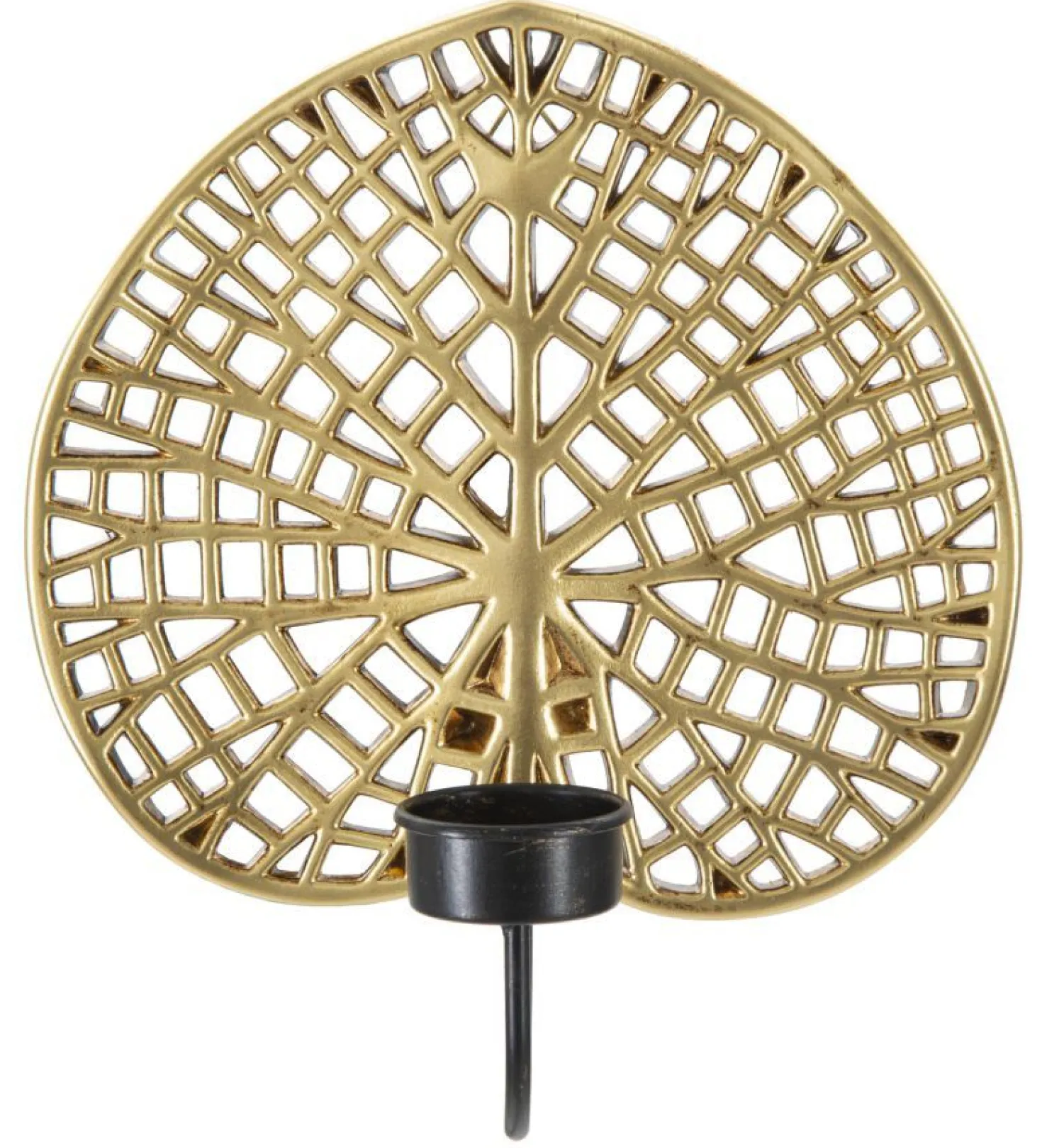 Bougeoir Lotus Métal Doré et Fer Noir