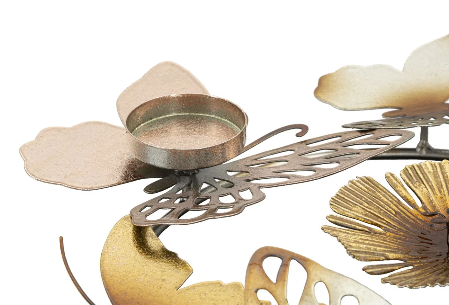 Bougeoir rond en métal multicolore pour 3 bougies