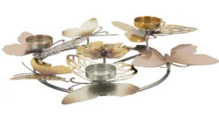 Bougeoir rond en métal multicolore pour 3 bougies