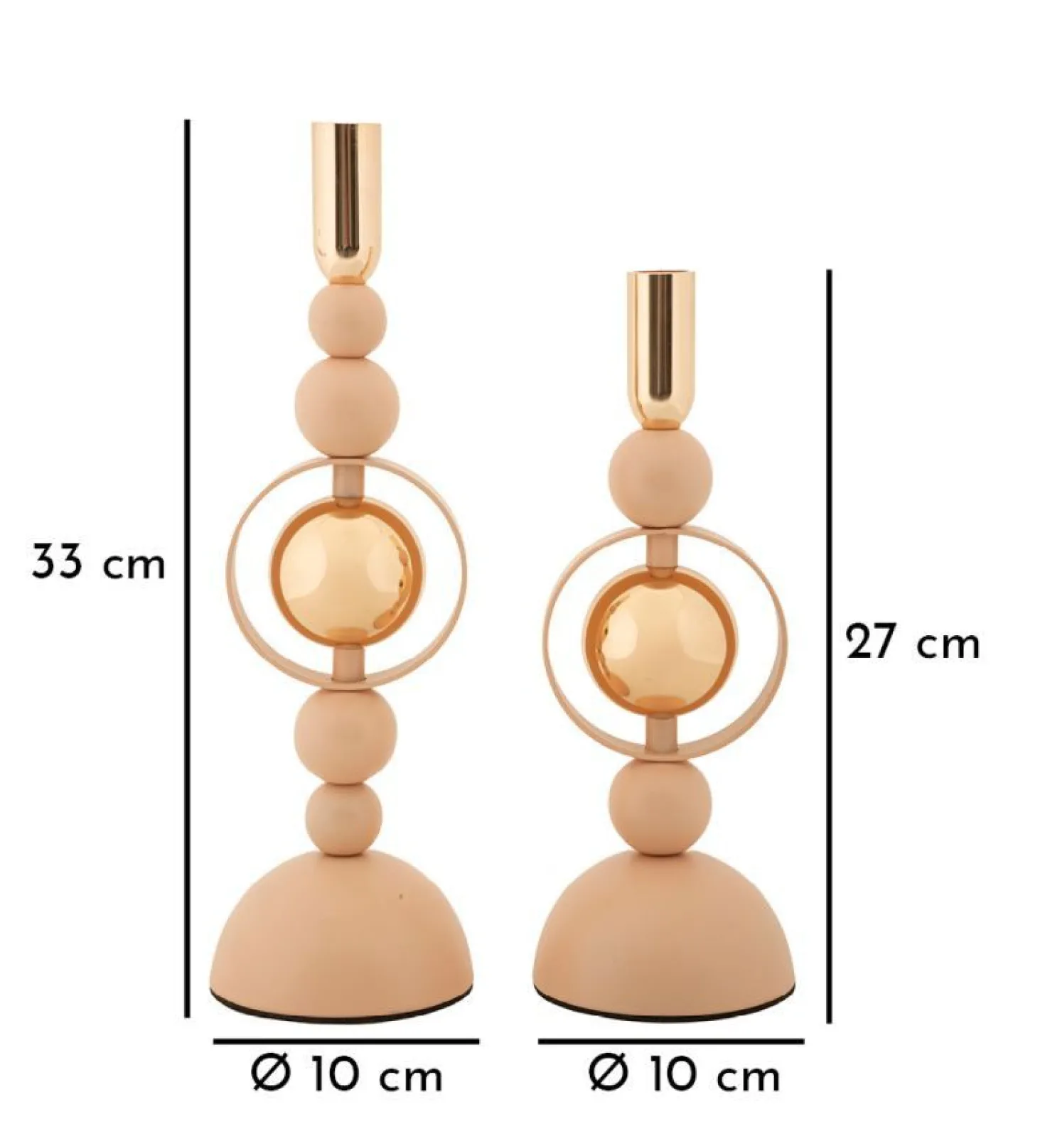Bougeoir Saturne 2 pcs abstrait Rose doré