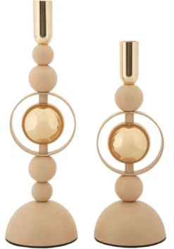 Bougeoir Saturne 2 pcs abstrait Rose doré