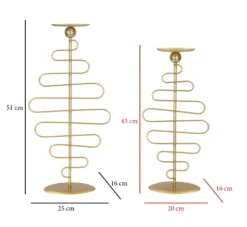 Bougeoirs en métal doré Alid 2 pcs lignes sinueuses