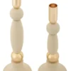 Bougeoir Strek en Crème et Détails dorés Ensemble de 2 pcs