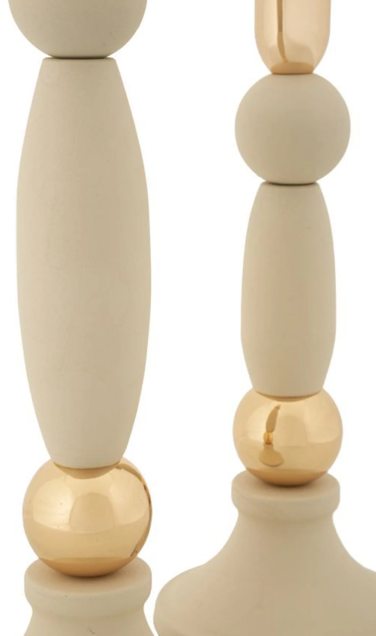 Bougeoir Strek en Crème et Détails dorés Ensemble de 2 pcs