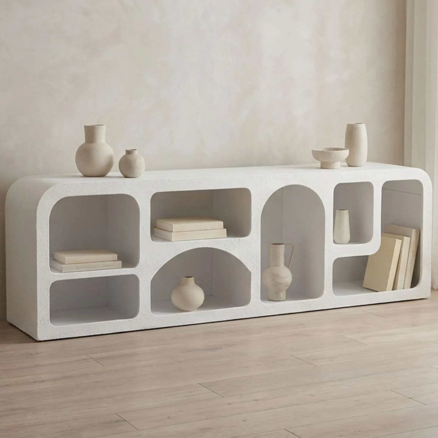Buffet bas Navalor L160cm design arches style troglodyte Blanc