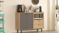 Buffet 2 portes et 2 tiroirs Axyl L120cm Chêne et Anthracite