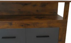 Buffet style industriel L190cm 4 portes er 4 tiroirs Lunata Bois foncé et Gris