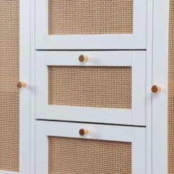 Buffet 3 tiroirs et 2 portes avec cannage Dalgora L120cm Blanc