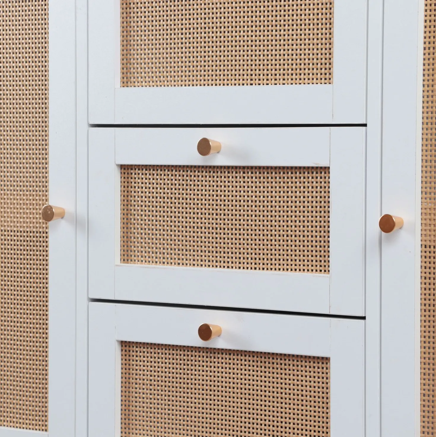 Buffet 3 tiroirs et 2 portes avec cannage Dalgora L120cm Blanc