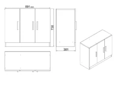Bureau, armoire, commode et table basse Busymo Chêne foncé et Noir