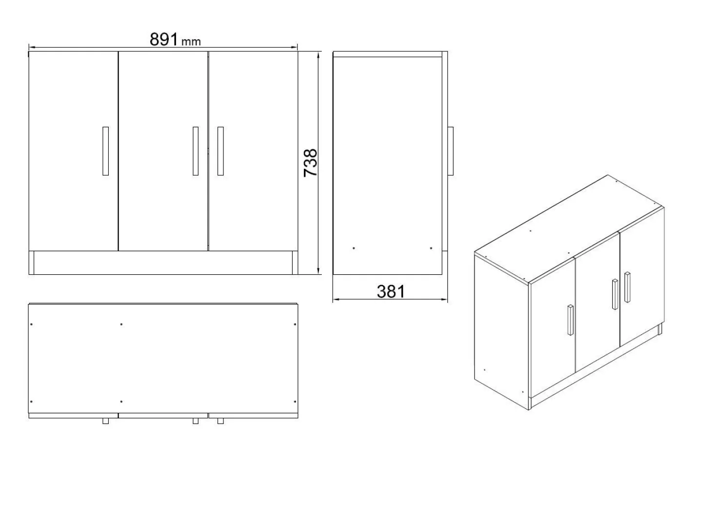 Bureau, armoire, commode et table basse Busymo Chêne clair et Noir