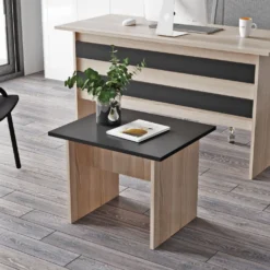 Bureau, armoire, commode et table basse Busymo Chêne clair et Noir