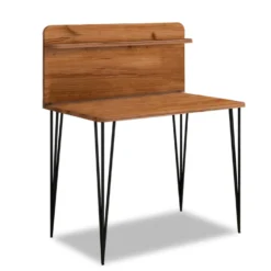 Bureau avec étagère pieds métal Pingmao Bois Noisette
