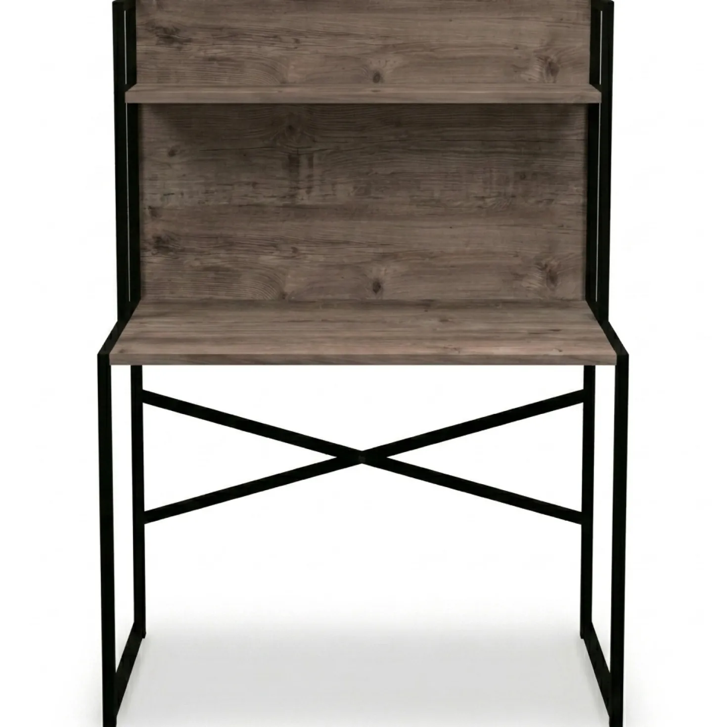 Bureau avec étagère style industriel Buzelin L100xP50cm Chêne