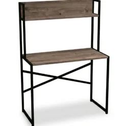 Bureau avec étagère style industriel Buzelin L100xP50cm Chêne