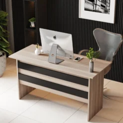 Bureau contemporain Busymo Chêne clair et Noir
