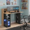 Bureau design à étagères Vrecto L124cm Bois et Gris