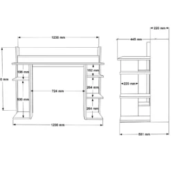 Bureau design à étagères Vrecto L124cm Bois et Gris