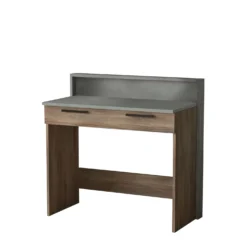 Bureau 1 tiroir Manolo Bois Marron et Effet Ciment Gris
