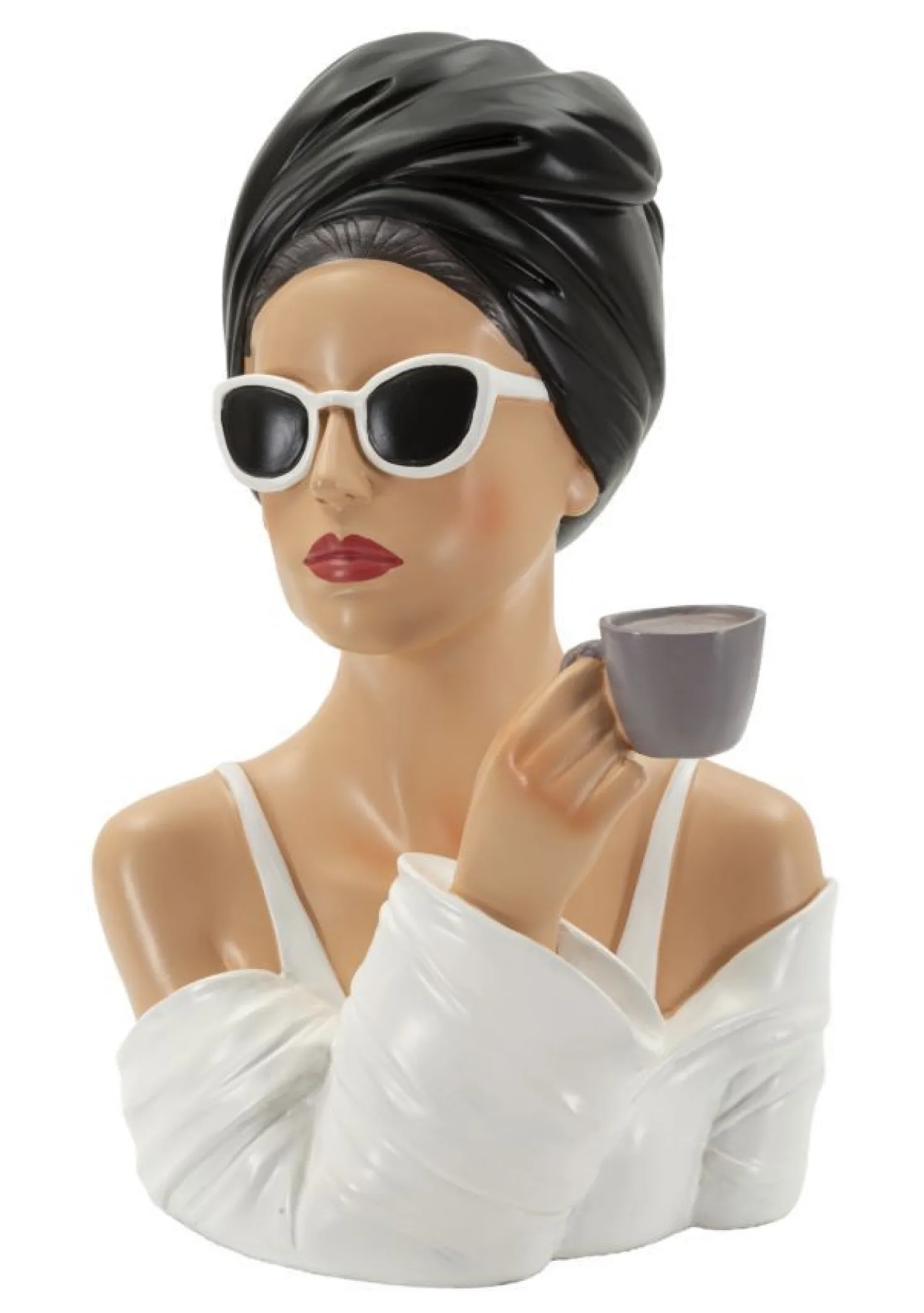 Buste Femme Parisienne en céramique Blanc et Noir