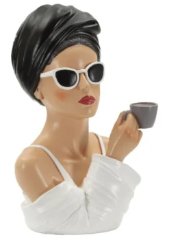 Buste Femme Parisienne en céramique Blanc et Noir