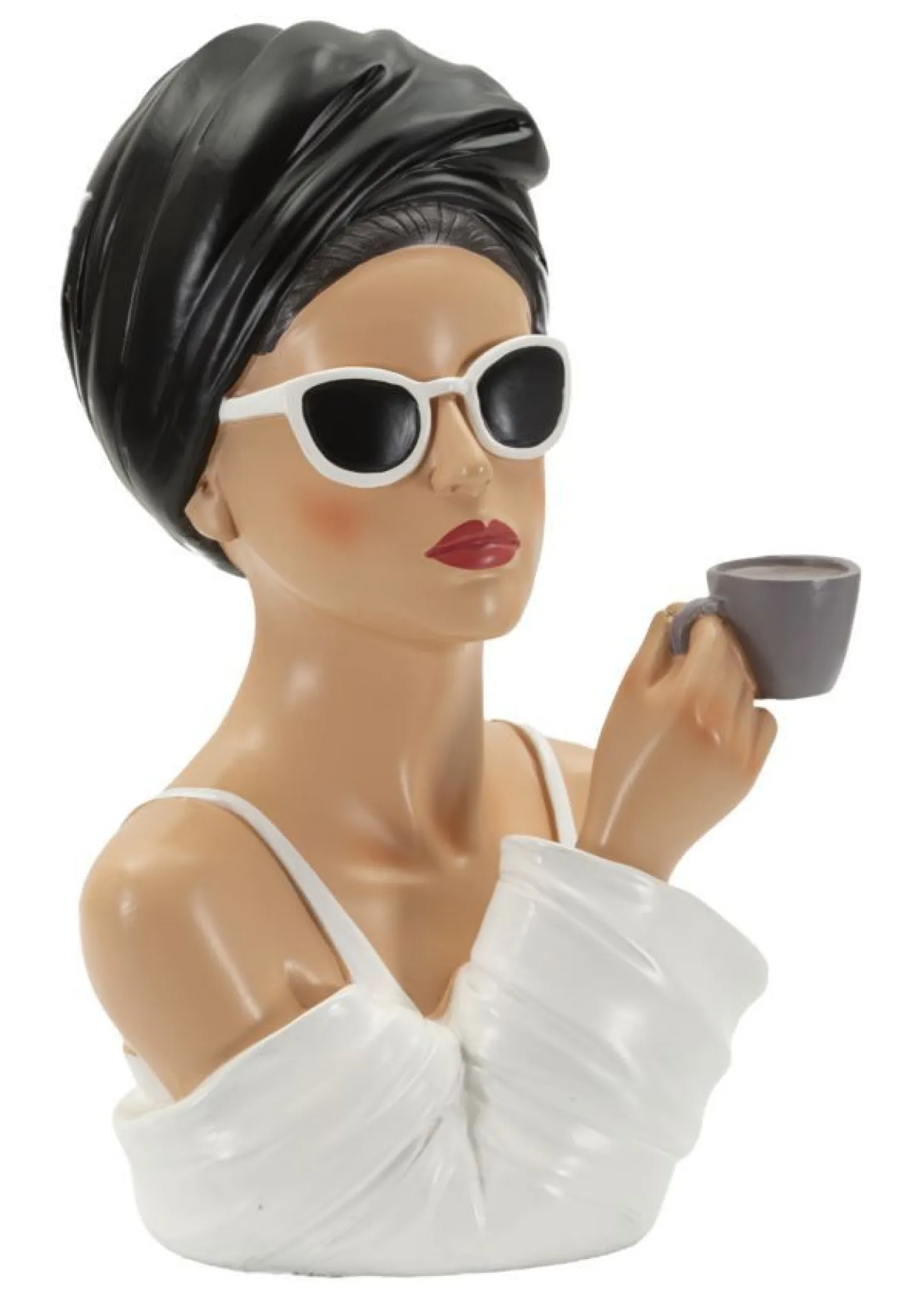 Buste Femme Parisienne en céramique Blanc et Noir
