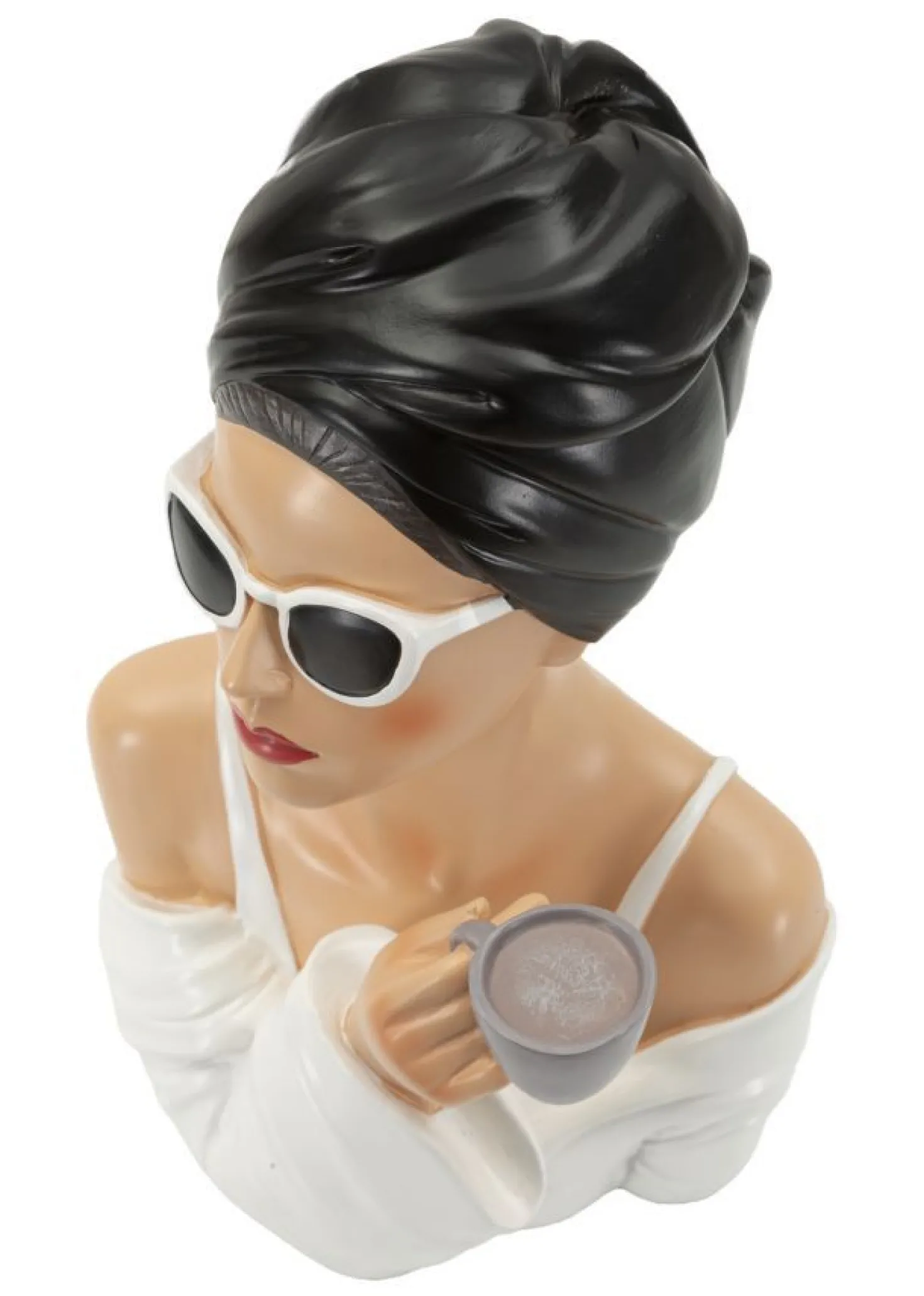 Buste Femme Parisienne en céramique Blanc et Noir