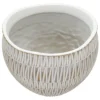 Cache-pot en polyrésine décoré de motifs géométriques et linéaires blanc et doré