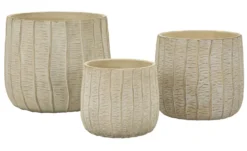 Cache-pot 3 pcs texture naturelle beige