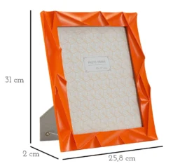 Cadre photo rectangulaire en polyrésine Orange et verre