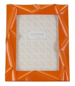Cadre photo rectangulaire en résine Orange et verre
