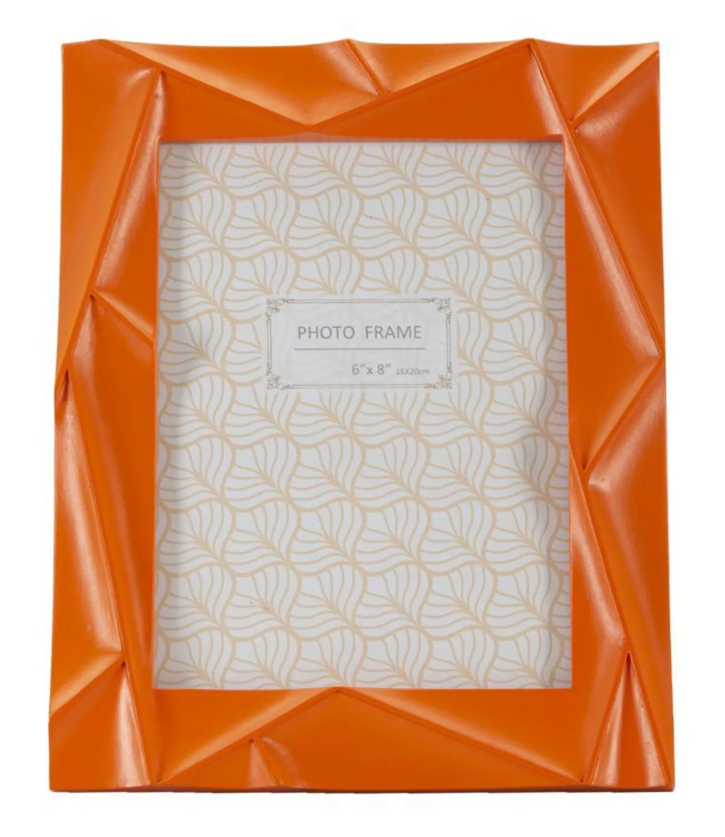 Cadre photo rectangulaire en résine Orange et verre