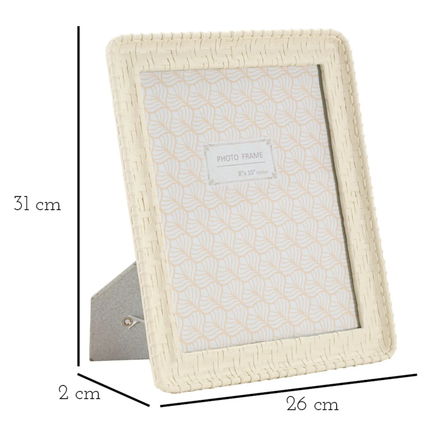 Cadre photo rectangulaire en résine polyrésine crème style bambou